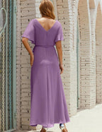 Numbersea V-Neck Bridesmaid Dress Long Formal Dresses with Belt for 28022