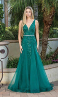 V Neck Prom Ball Gown with Sheer Bodice SYP71 by vivymakudress
