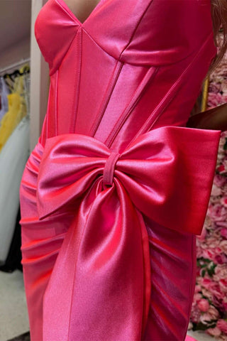 Jianna | Träger V-Ausschnitt Satin Meerjungfrau Ballkleid mit Schleife