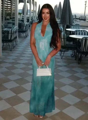 Elegant Blue Chiffon Backless Printed Long Prom Dress Evening Gown Y8478 by simplepromdress