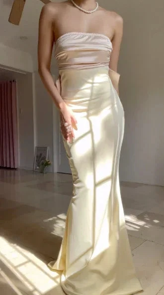 Classy Strapless Mermaid Long Prom Dress Evening Dress With Bow Y8499 by simplepromdress