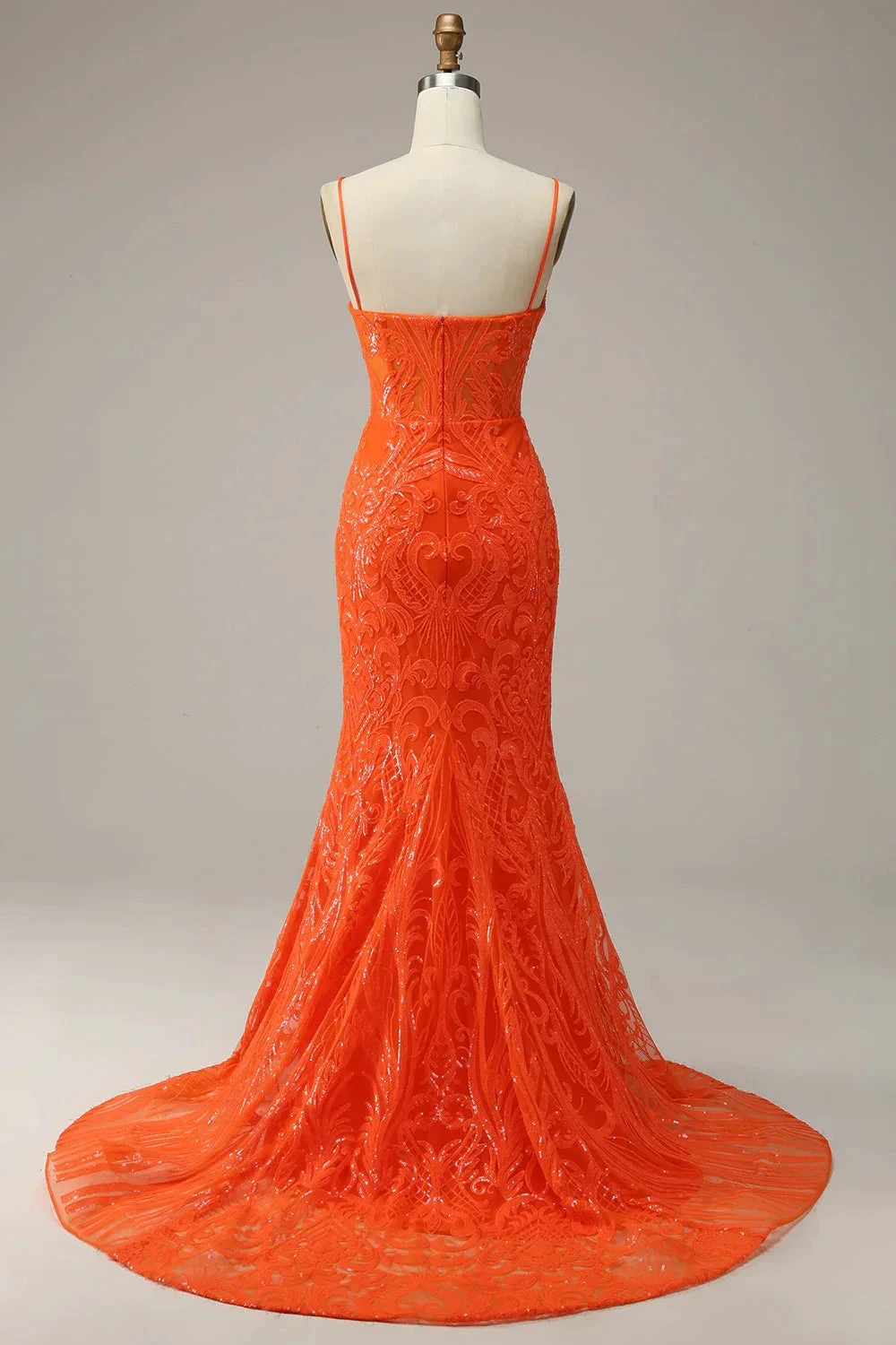 Orange Spaghetti Straps Mermaid Prom Dress,Charming Evening Dress Y1760 by simplepromdress
