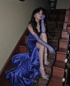 Elegant Blue Satin Long Evening Dress,Pageant Dress Y2621 by simplepromdress