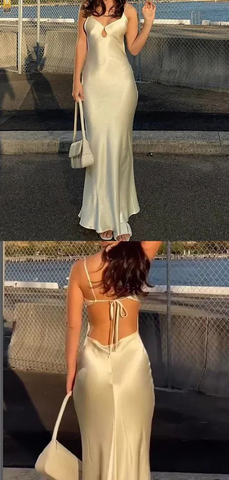 Elegantes weißes Spaghettiträger-Meerjungfrau-Abendkleid, formelles Ballkleid Y7786