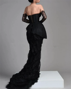 Vintage Black Lace Evening Dress,Black Gala Dress Y1910 by simplepromdress