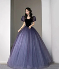 Purple Tulle Sequin Long Princess Dress Evening Gown Y5619 by simplepromdress