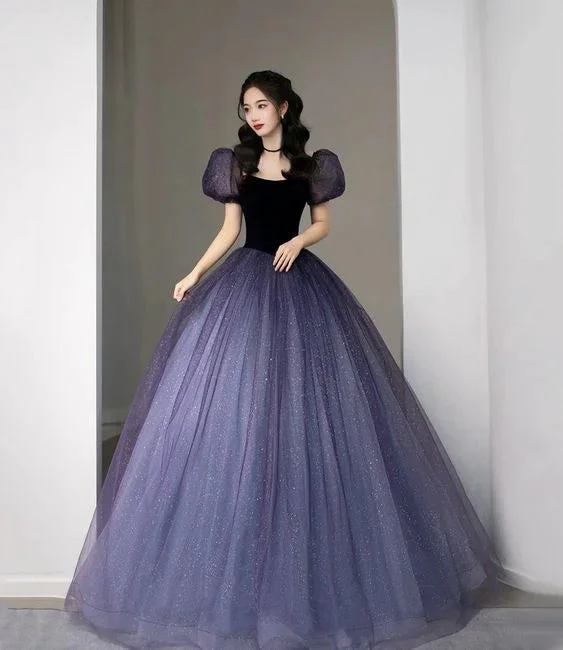 Purple Tulle Sequin Long Princess Dress Evening Gown Y5619 by simplepromdress