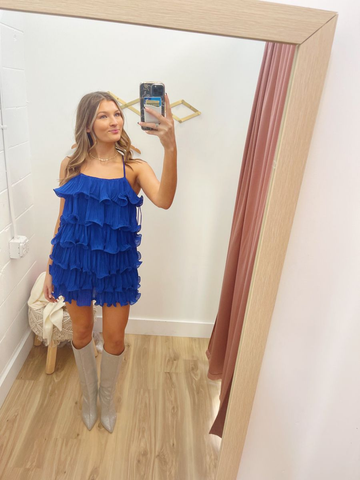 Royal Blue Tiered Homecoming Dress Royal Blue Party Dress  Y2308