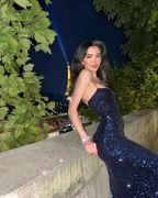 Glitter Navy Blue Sequins Long Evening Dress,Sparkly Dress Y2945 by simplepromdress