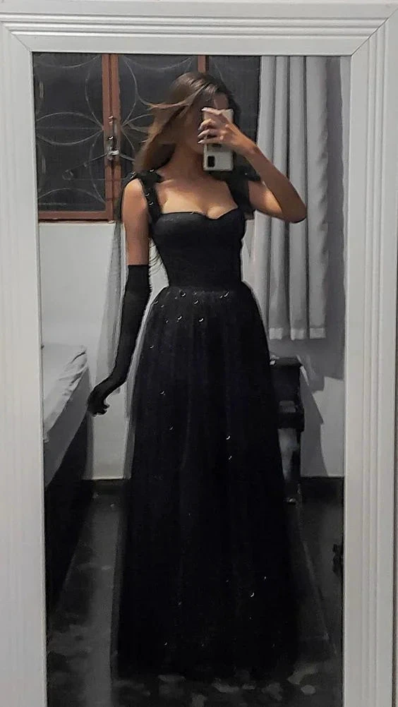 Elegant Black A-line Long Evening Dress Formal Gown Y2869 by simplepromdress