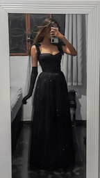 Elegant Black A-line Long Evening Dress Formal Gown Y2869 by simplepromdress