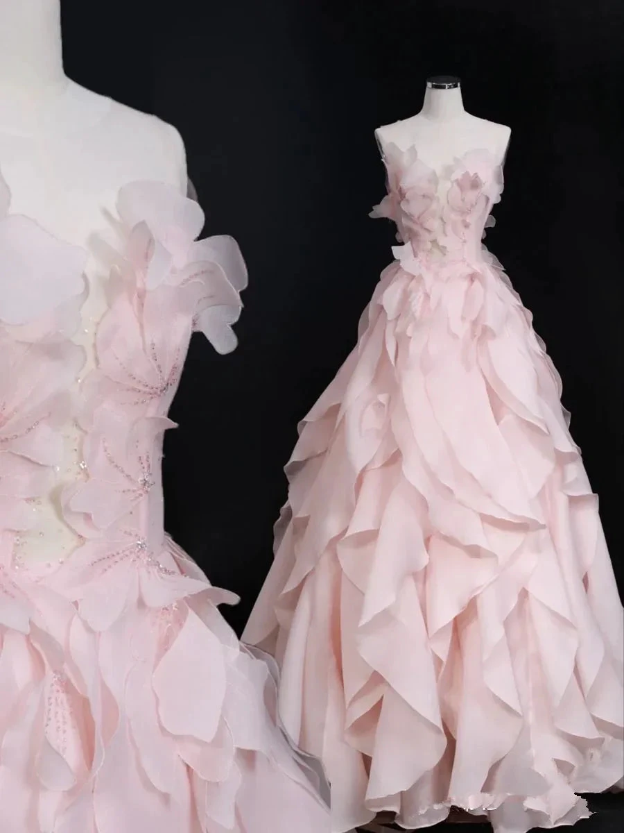 Dreamy Pink Ruffles Princess Dress,Pink Ball Gown Y1971 by simplepromdress