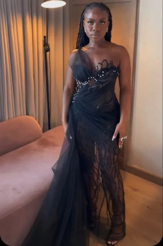 Elegant Black Long Evening Dress Black Formal Gown Y6645 by simplepromdress