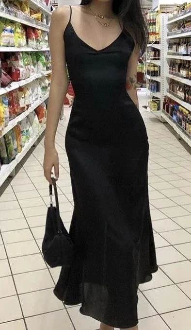 Sexy Straps Black Chiffon Prom Evening Dress Y7839 by simplepromdress
