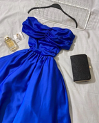 Royal Blue Strapless Satin Long Prom Dress,Royal Blue Evening Dress,Y2539 by simplepromdress