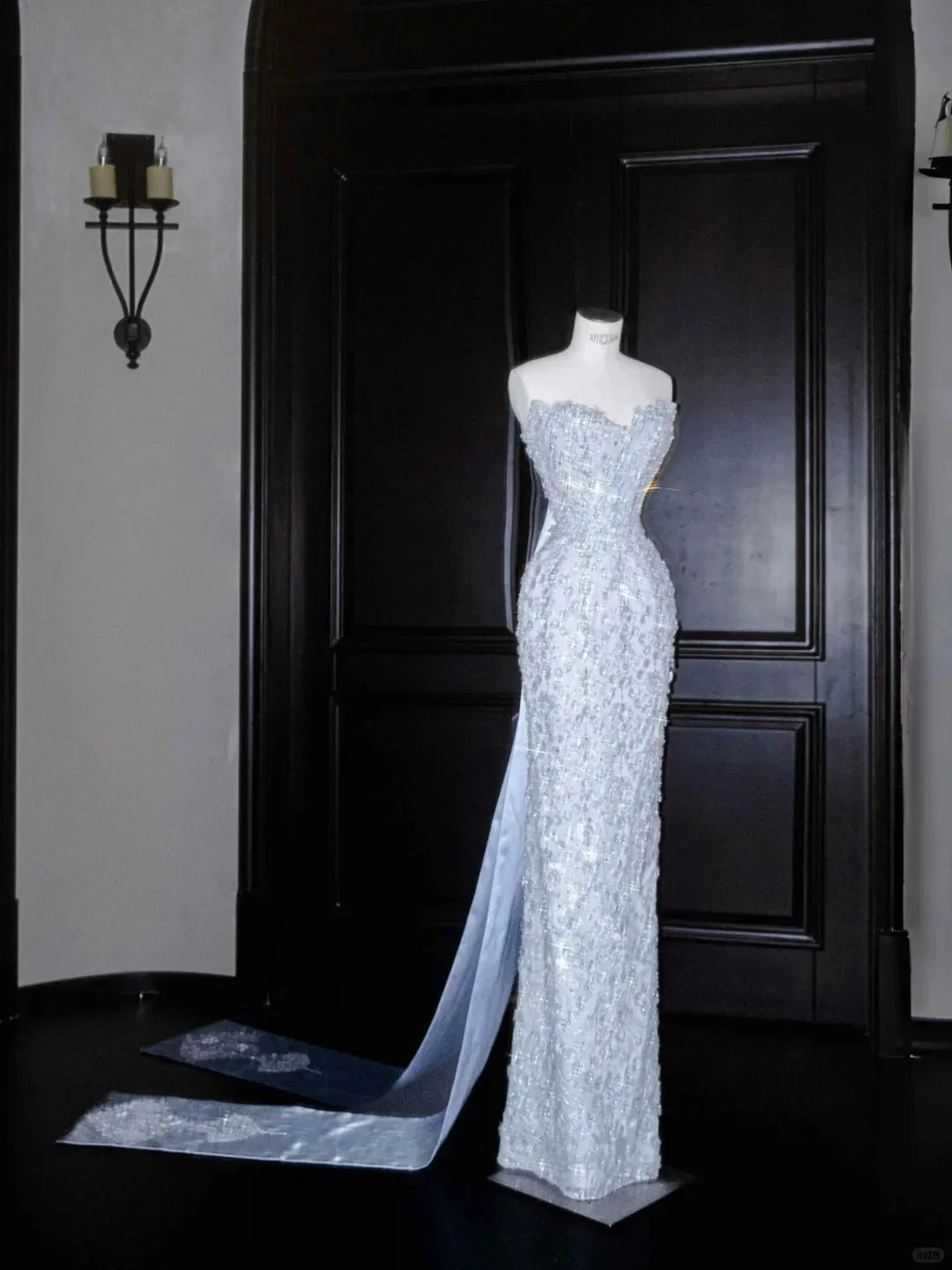Glamorous Blue Strapless Sequins Beaded sheath Long Prom Dress Evening Dress Y8654 by simplepromdress