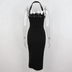 Women's Black Halter Prom Dress With Slit Sexy Black Sleeveless Evening Dress Y1161 by simplepromdress