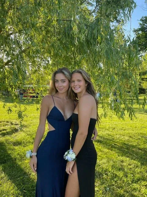 New Arrival Cut Out Navy Blue Prom Dress/Charming Black Strapless Evening Dress Y1734 by simplepromdress
