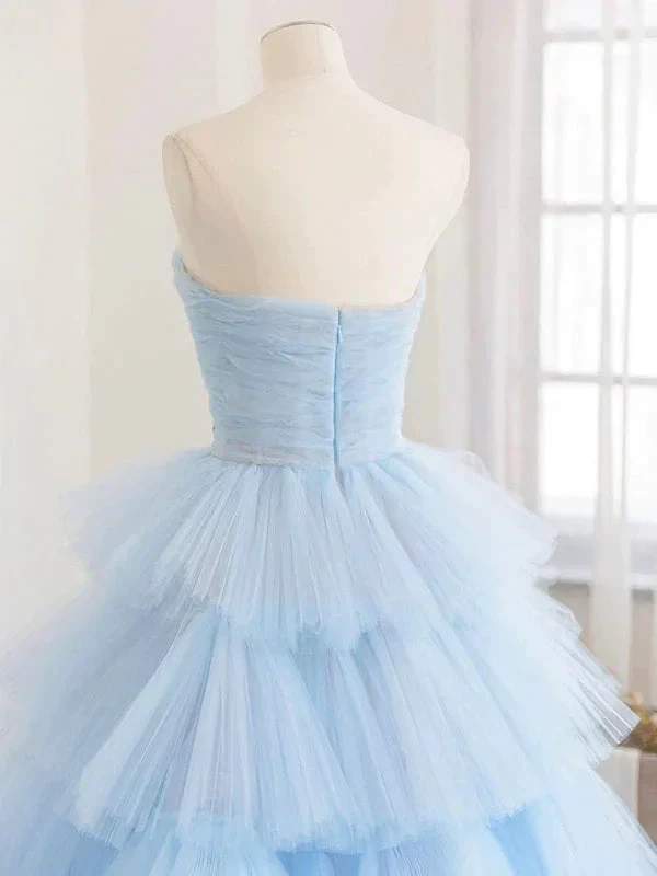Winter Blue Tulle Long Prom Dress, Blue Layered Tulle Evening Dress Y393 by simplepromdress