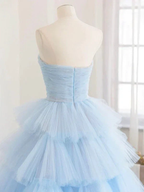 Winter Blue Tulle Long Prom Dress, Blue Layered Tulle Evening Dress Y393 by simplepromdress