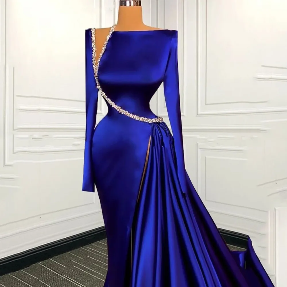 Elegant Modest Royal Blue Evening Dresses Y4193