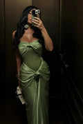 Unique Green Strapless Pleated Mermaid Evening Dress Long Prom Dress Y8430 by simplepromdress