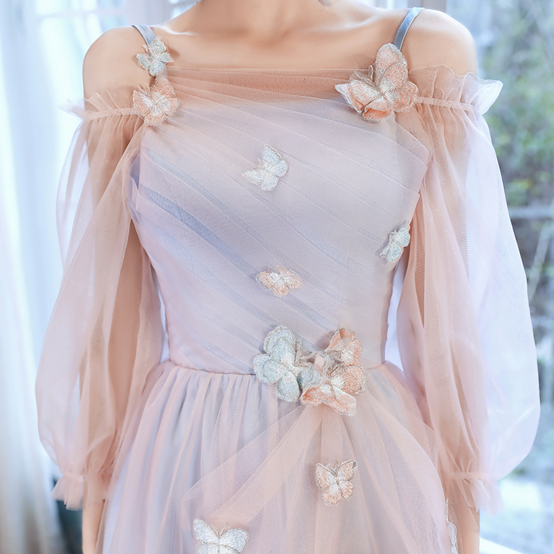 Adorable Pink And Blue Short Party Dress With Butterfly Cute Short Homecoming Dress Y2742