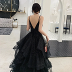 Black tulle sequins prom dress evening dress Y1021 by simplepromdress