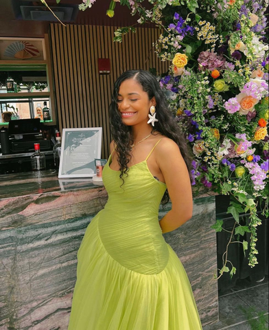 Vintage Green Tulle Muslim Evening Dress Women A Line  Pleated Formal Prom Dress Party Gowns Y4880