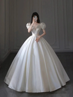 Elegant White Satin Wedding Dress,White Bridal Dress Y5626 by simplepromdress