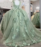 Beautiful Off the Shoulder Sexy Corset Sage Green Quince Dress Ball Gown Y1924 by simplepromdress