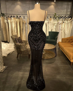 New Sexy Black Prom Dresses Mermaid Sparkly Crystals Cocktail Dresses Spaghetti Beach Evening Dresses For Women Y4694 by simplepromdress