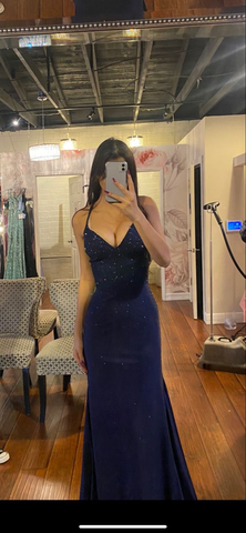 Elegant Navy Blue Mermaid Prom Dress Navy Blue Evening Gown Y6779