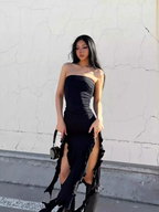 Chic Black Strapless Party Dress,Black Evening Dress Y1929 by simplepromdress