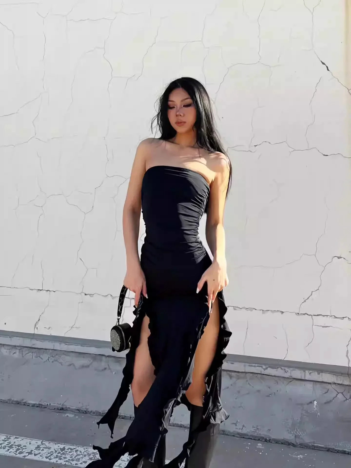 Chic Black Strapless Party Dress,Black Evening Dress Y1929 by simplepromdress
