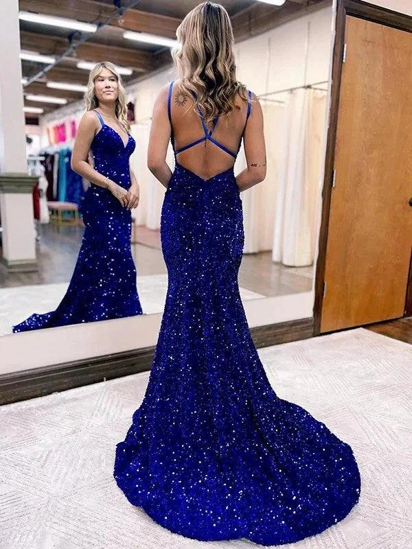 Velvet Sequins Ruched Prom Dresses SYP139 by vivymakudress