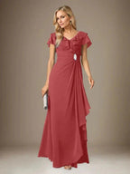 Stormy A-Line V-Neck Ruched Chiffon Dress by Dreamylily