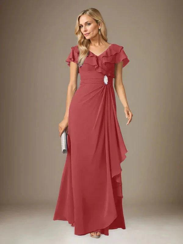 Stormy A-Line V-Neck Ruched Chiffon Dress by Dreamylily