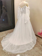 Vestido De Noiva Boho Lace Puffy Tulle Wedding Dresses Bridal Gowns Robe De Mariée Vestidos De Novia by payinti