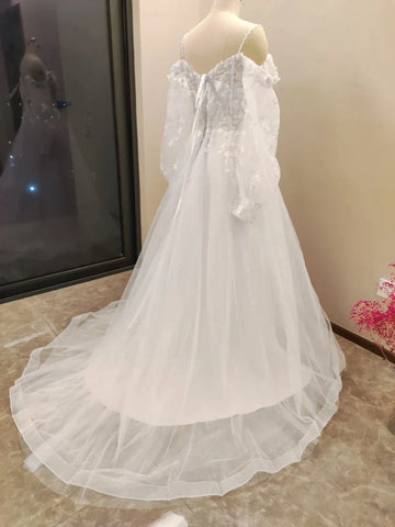 Vestido De Noiva Boho Lace Puffy Tulle Wedding Dresses Bridal Gowns Robe De Mariée Vestidos De Novia