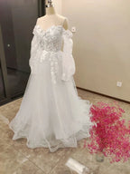 Vestido De Noiva Boho Lace Puffy Tulle Wedding Dresses Bridal Gowns Robe De Mariée Vestidos De Novia by payinti