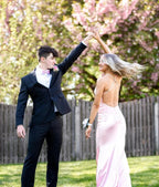 Vintage Column Satin Spaghetti Straps Sleeveless Prom Dress With Appliques by misshow.com