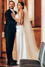 Vintage Long Mermaid Beading Sleeveless Wedding Dresses With Lace by misshow.com