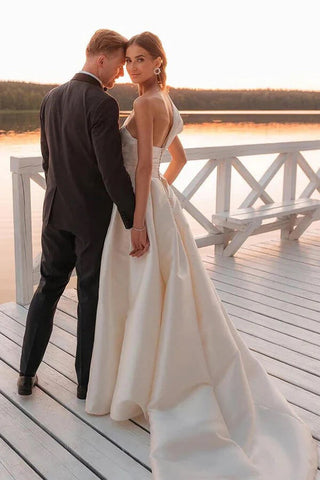 Vintage Wedding Dress One Shoulder Bridal Gown With Court Train WD729