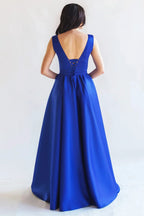 Satin Prom Dress Lace Up Formal Dress SYP187 by vivymakudress