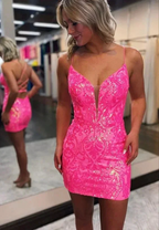 Short pink sequins prom dress Short Homecoming Dresses Y2901 by simplepromdress