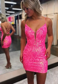 Short pink sequins prom dress Short Homecoming Dresses Y2901 by simplepromdress