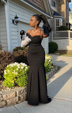 Charming Black Trumpet/Mermaid Long Prom Dress,Black Evening Dress ,Y2450 by simplepromdress