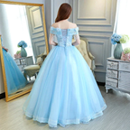 Luxurious Light Blue Ball Gown Off The Shoulder Princess Dress Y309 by simplepromdress