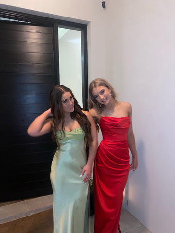 Classy Red Satin Long Evening Dress Red Party Gown Y4929
